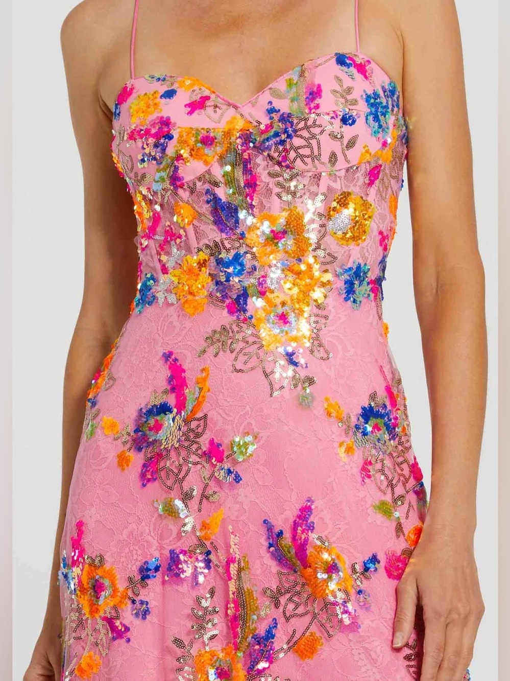 BRAND NEW- Mac Duggal Pink Floral Sequin Evening Gown sz 8 - Picture 2 of 12